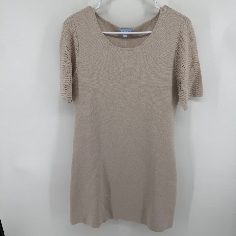 Burgess‎ Sand Cotton Silk Blend Short Sleeve Knit Dress S600 NWT Large